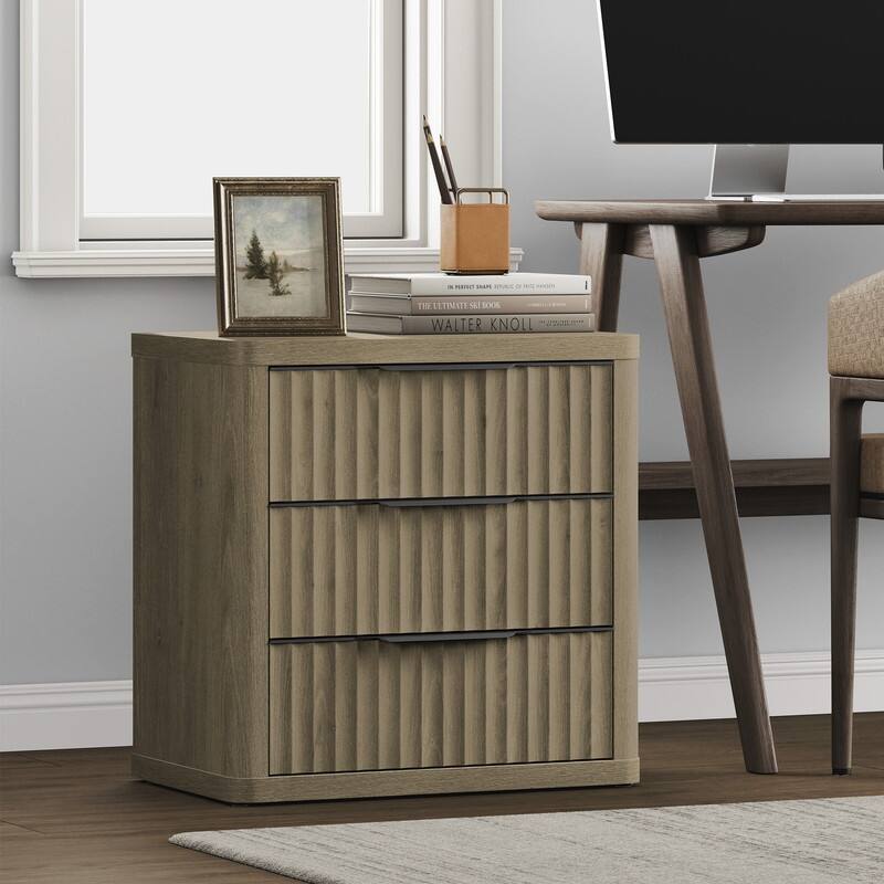 Versatile Retro Nightstand 3 Drawers Wavy Design