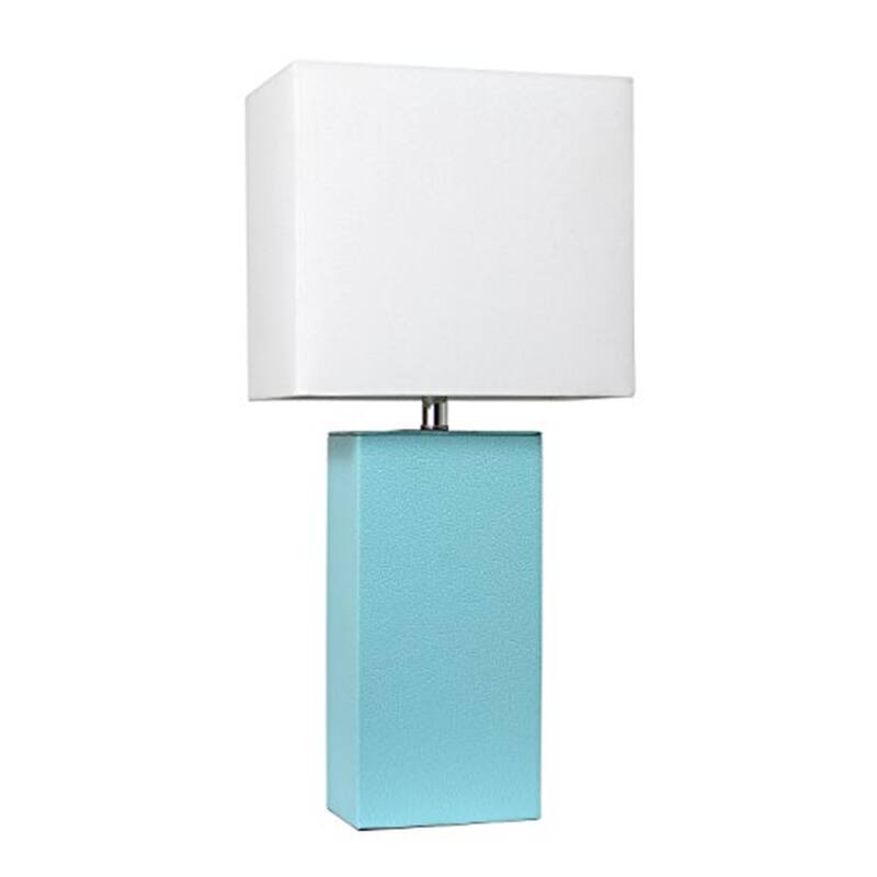21 in. Aqua Finish Table Lamp with White Shade, Sturdy Table Lamp for Living Rooms and Bedrooms