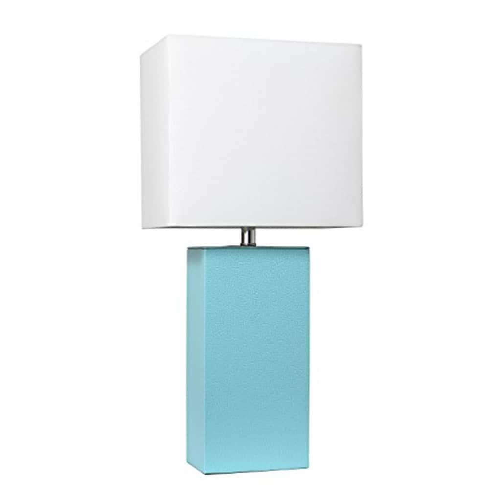 21 in. Aqua Finish Table Lamp with White Shade, Sturdy Table Lamp for Living Rooms and Bedrooms