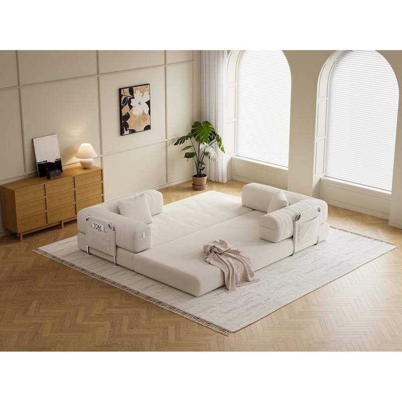 Modular Sectional Sofa,Convertible Pudding Block Sofa, Floor Standing Sofa Bed Arm Comfort Sofa Bed