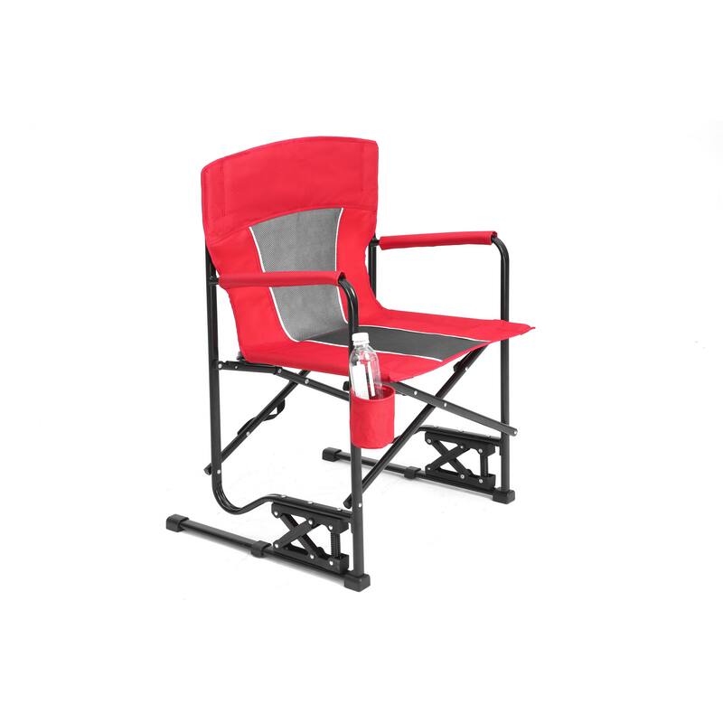 Outdoor Freestyle Rocker Camping Chair Portable Folding Rocking Chair,Durable Armrests,Drink Holder & Backrest