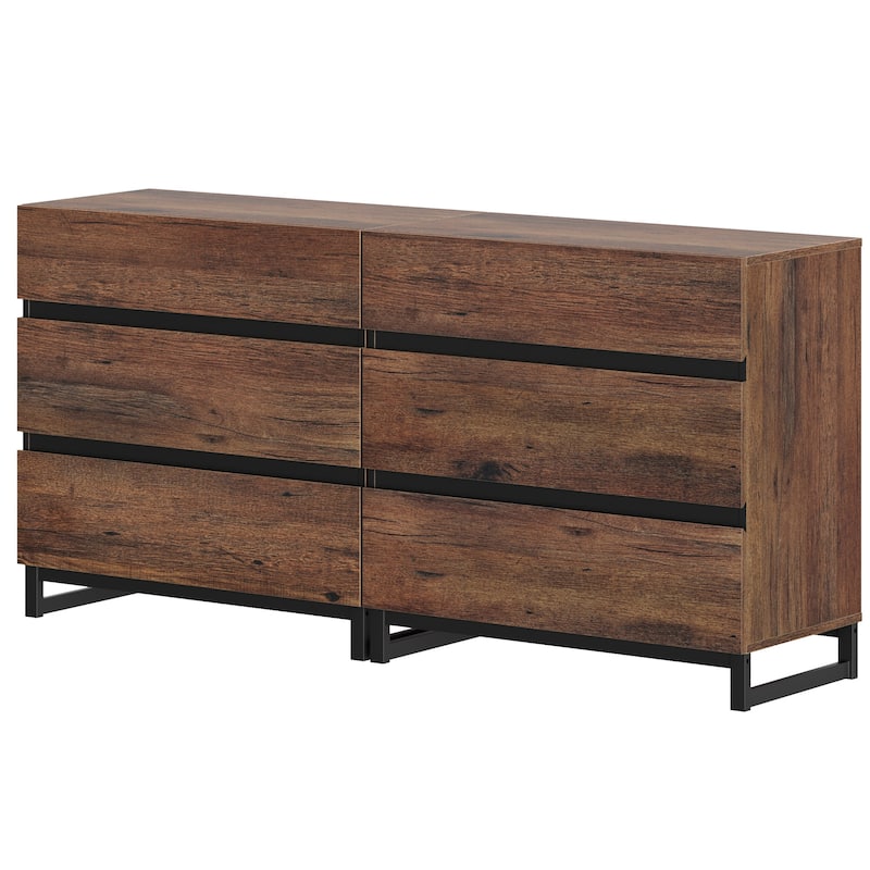WAMPAT Dresser for Bedroom, Closet Organizers and Storage with 6 Drawers,Chest of Drawers with Metal Base