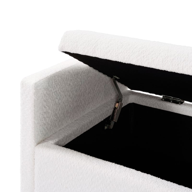 Christopher Knight Home - Tommy Boucle Upholstered Storage Ottoman with Solid Wood Legs and Pillows