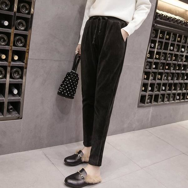 Shop 2017 Winter Add Fluff The Thickness Of Loose Fashion Baggy Fashionable Golden Fleece Women Casual Harem Pants Overstock 26965174