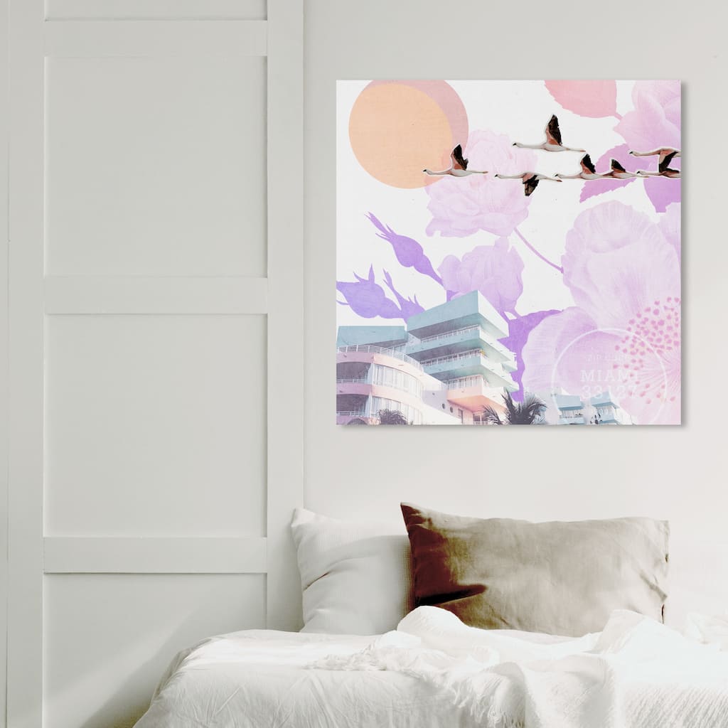 Wynwood Studio 'Miami Sunset' Nature and Landscape Wall Art Canvas Print Coastal Landscapes - Purple, White