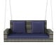 preview thumbnail 23 of 46, 2-Person Wicker Hanging Porch Swing with Chains,Cushion,Pillow, Rattan Swing Bench Grey Wicker&Blue Cushion