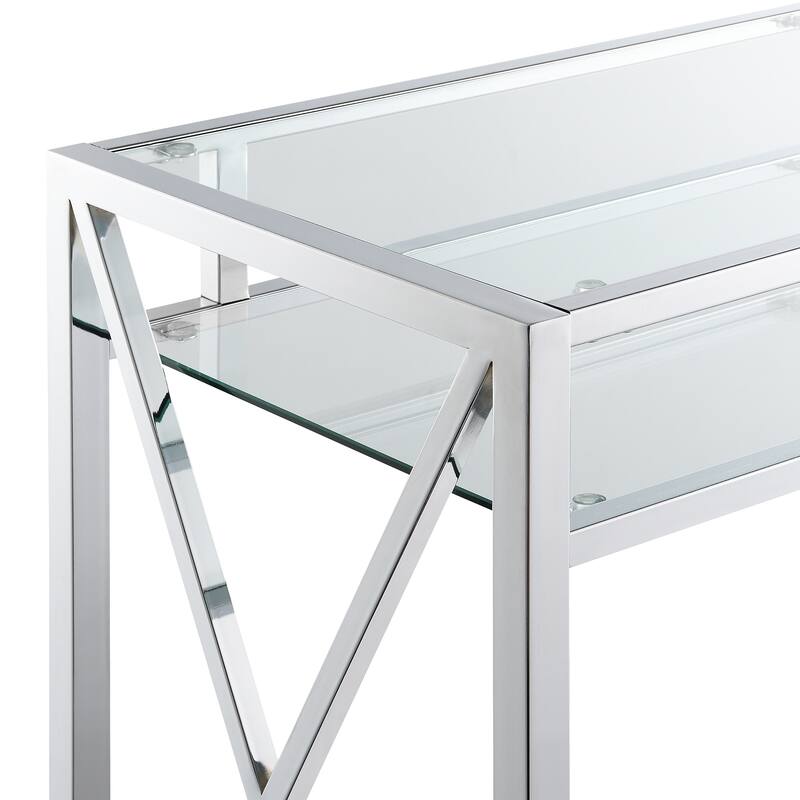 Convenience Concepts Oxford Chrome 42" Desk with Shelf
