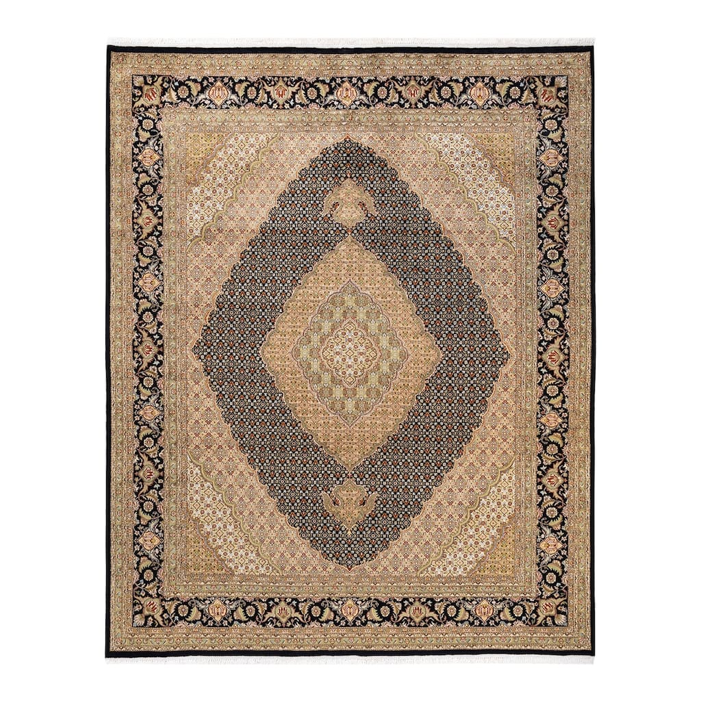 Overton Hand Knotted Wool Vintage Inspired Traditional Mogul Black Area Rug - 8 x 10