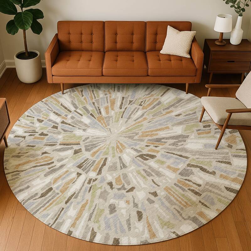 Machine Washable Indoor/ Outdoor Modern Zip Chantille Rug