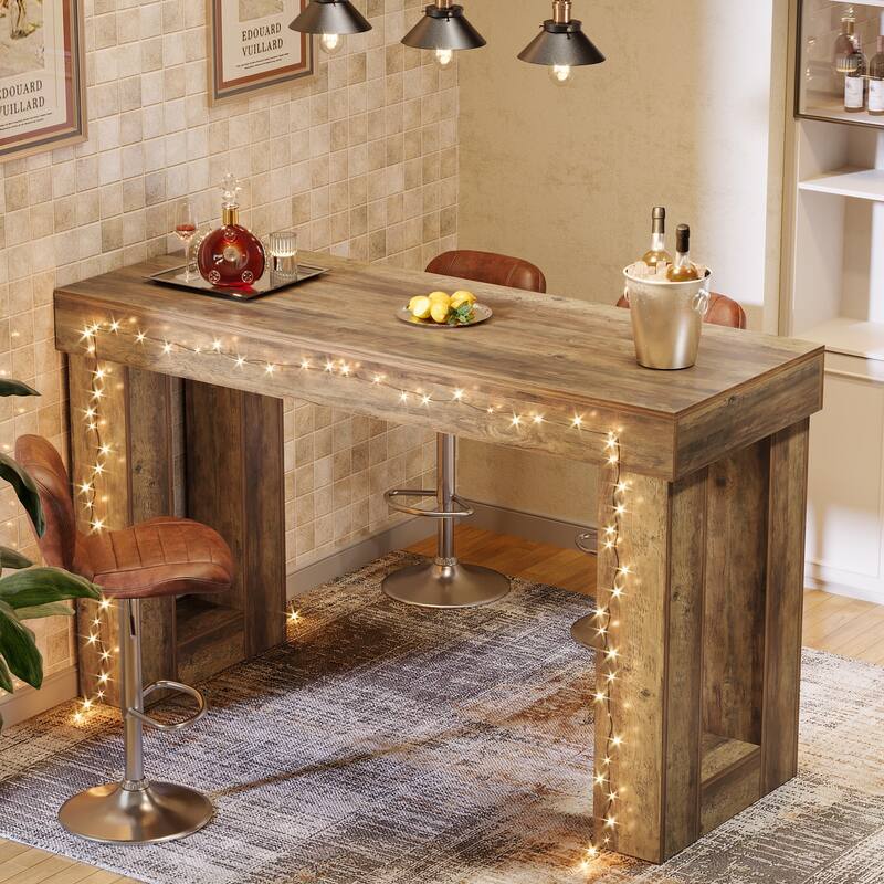 Tall Bar Table - N/A - Brown