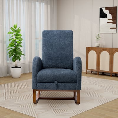 Rocking Accent Armchair with Rubber Wood Legs for Living Room/Bedroom