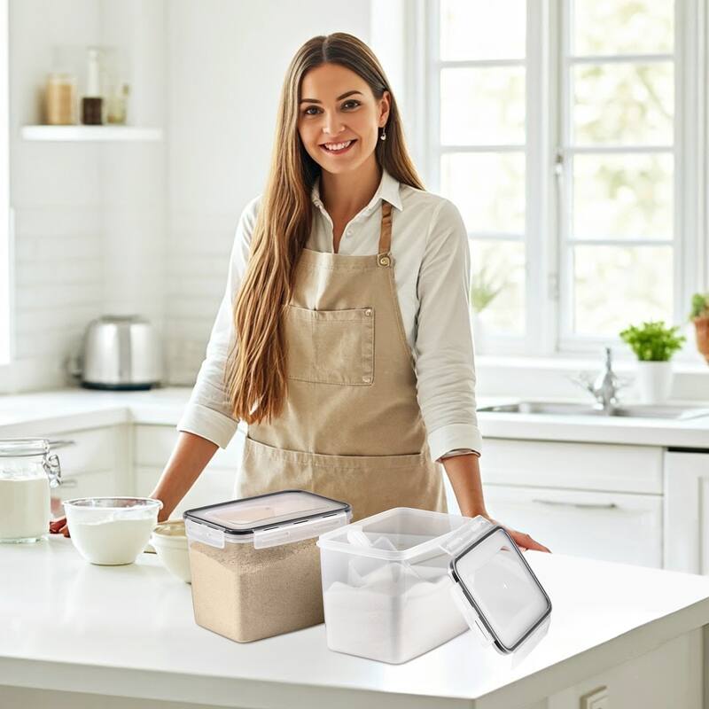 Sorbus Food Storage Containers with Air Tight, Four-Way Snap Lids - Pack of 2 - 8.5 x 6 x 6.5 in