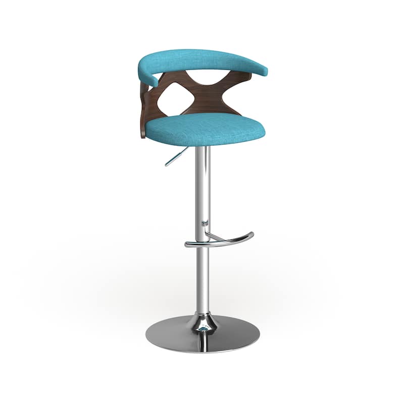 Carson Carrington Viby Walnut Wood Mid Century Modern Adjustable Bar Stool - Teal