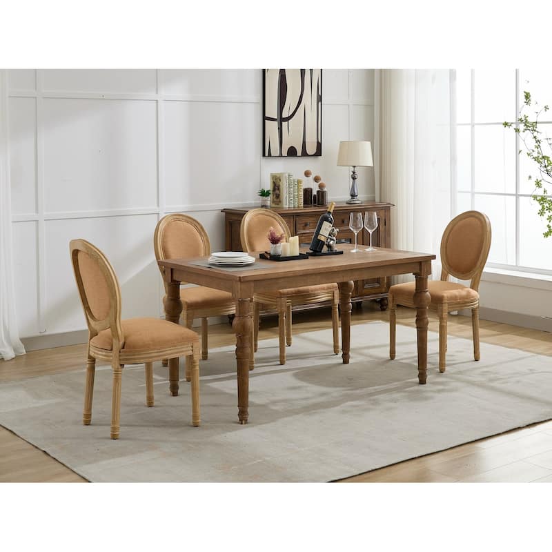 French Style Solid Wood Frame Antique Painting Linen Fabric Back Dining Chair,Set of 2,SW1845OL,Olive Green
