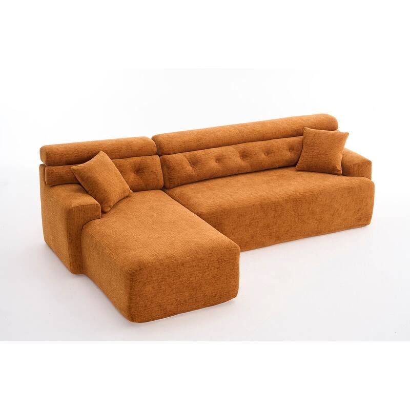Convertible Chaise Sectional Sofa, Full Compression Sponge L-Shape