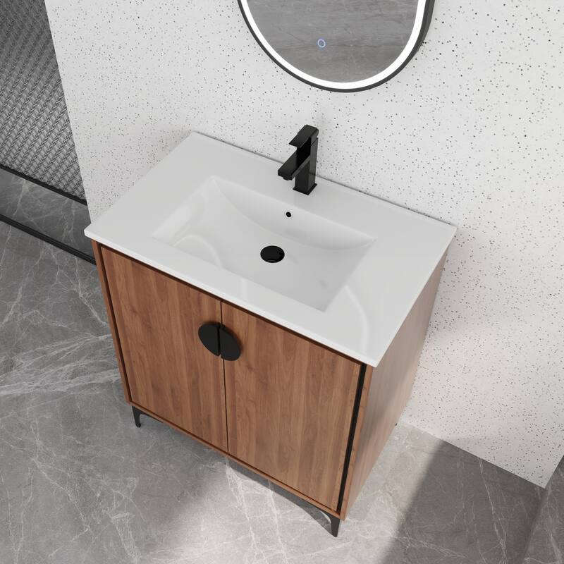 Bathroom Vanity With Sink In 24/30 Inch, Freestanding Bathroom Vanity With Soft Close Door and Adjustable Shelf