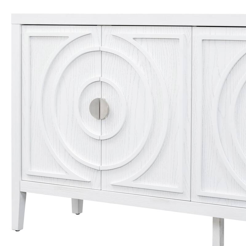 60" Sideboard with Circular Groove Design Metal Handle
