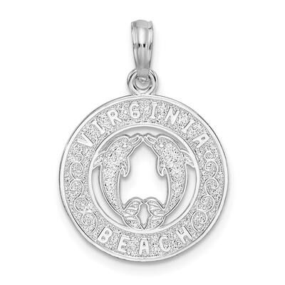 Diamond2Deal 925 Sterling Silver Virginia Beach Dolphins Circle Pendant (L-23.3mm)