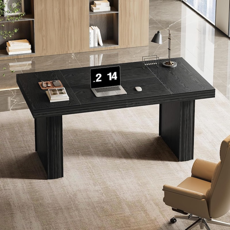 63" Executive Desk, Large Office Computer Desk Writing Workstation Study Table