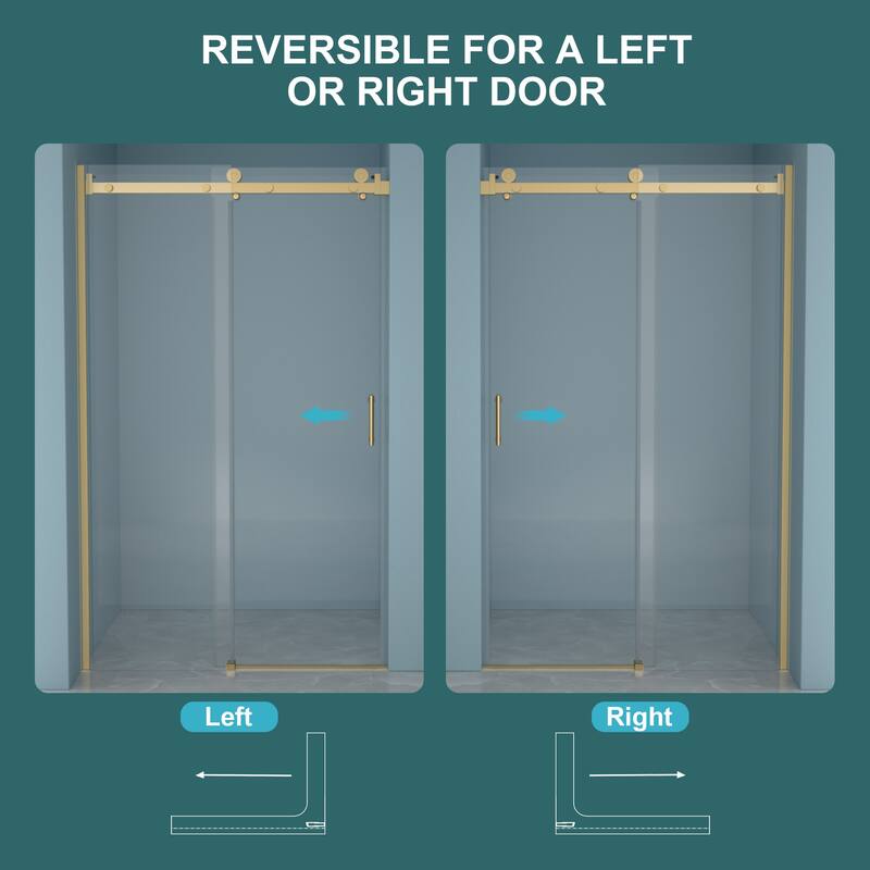 48"W x 76"H Single-Slide Shower Door - 8mm Tempered Glass