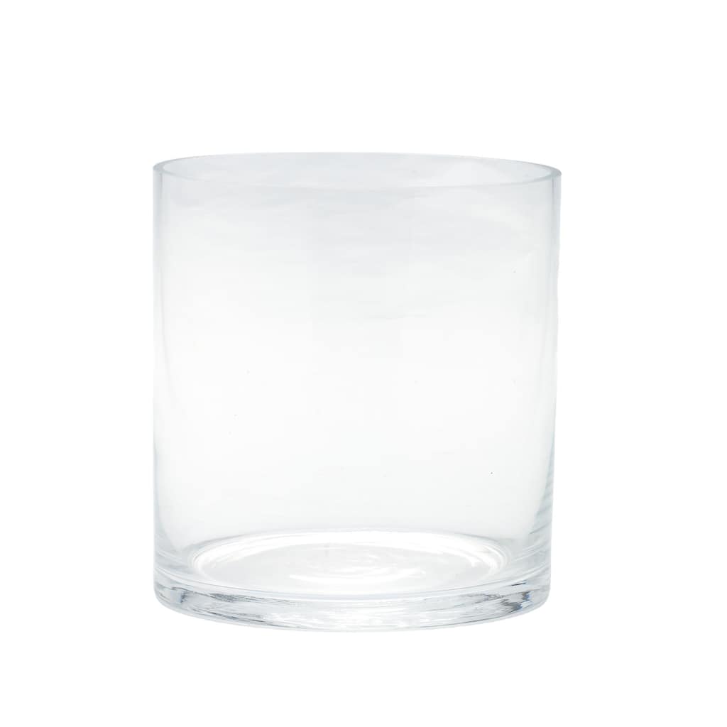 8" Clear Cylindrical Handblown Glass Flower Vase