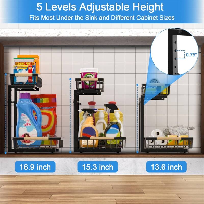 Pull Out Cabinet Organizer - ‎11.4"D x 15.55"W x 13.6"H