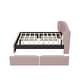 preview thumbnail 8 of 16, Upholstered Platform Bed with Wingback Headboard and 4 Drawers, No Box Spring Needed, Linen Fabric, Queen Size Pink