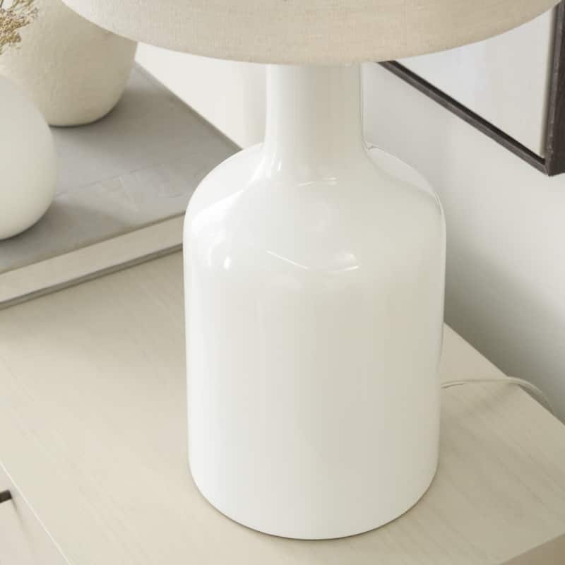 Nourison 22" Minimalist Ceramic Table Lamp with Linen Drum Shade