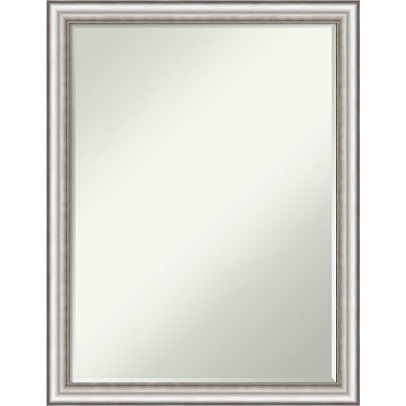 Petite Bevel Bathroom Wall Mirror - Salon Silver Narrow Frame - Salon Silver Narrow - 20 x 26 in