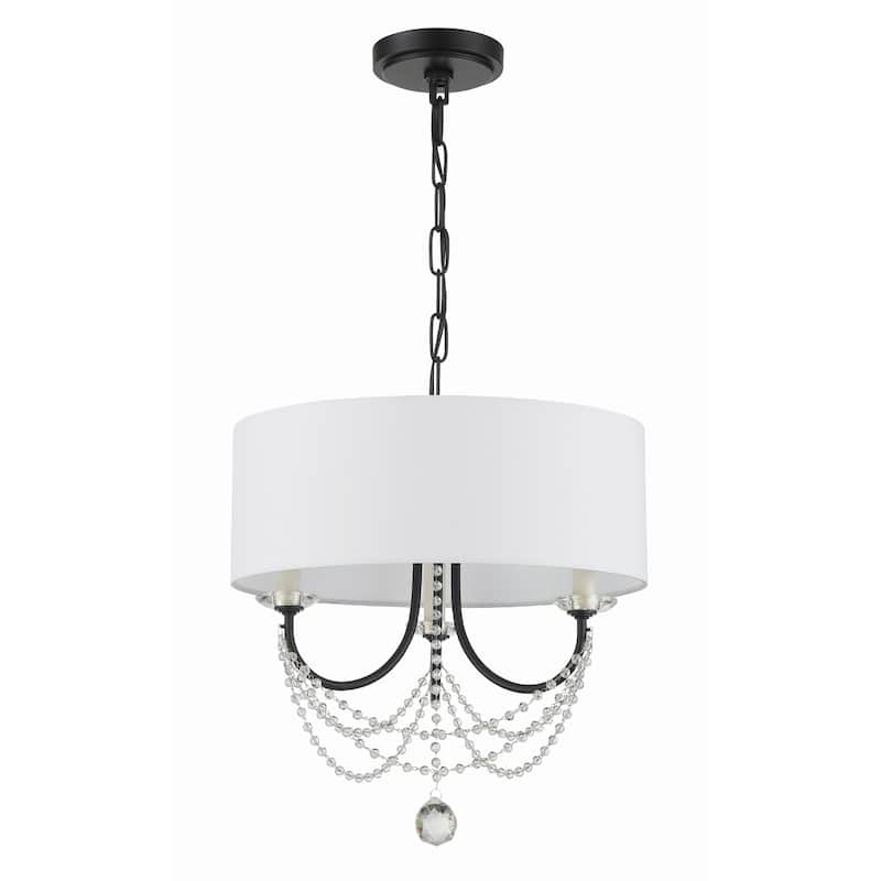 Delilah 3 Light Matte Black Mini Chandelier - 15.75"W x 16.5"H