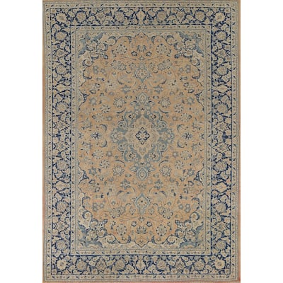 Peach Najafabad Persian Vintage Rug Handmade Floral Wool Carpet - 7'1"x 10'3"