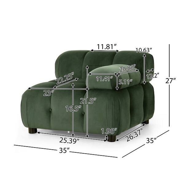 dimension image slide 7 of 8, Hennepin Velvet 3 Seater Modular Tufted Sofa by Christopher Knight Home