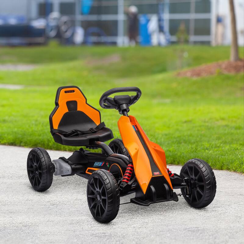 Kids Electric Go-Kart with EVA Wheels, Forward & Reverse, 1.9-3.1 Mph, Seat Belt, Backrest - For Ages 3-8