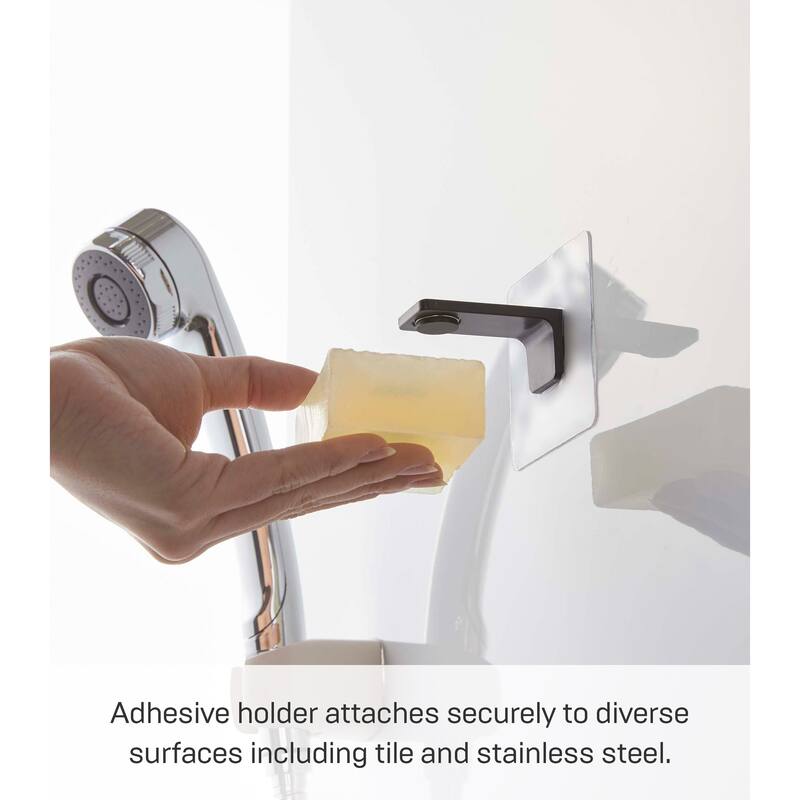 Yamazaki Home Traceless Adhesive Magnetic Soap Holder, ABS Plastic, Holds 0.55 lbs - L 2.17 x W 2.76 x H 2.76 inches