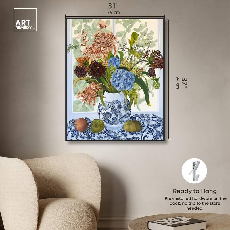 Blue Vase Bounty Canvas by Art Remedy