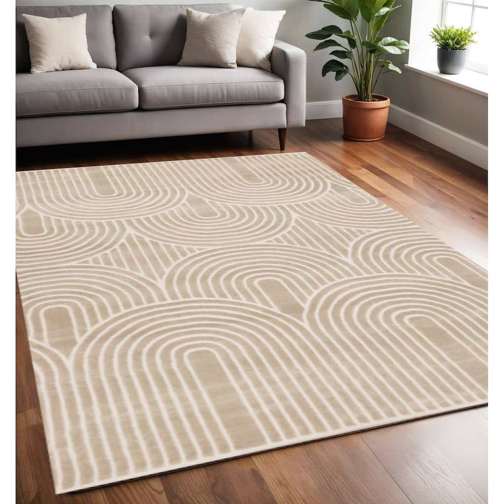 HomeRoots Geometric Modern Rectangle Area Rug - 5' X 8'