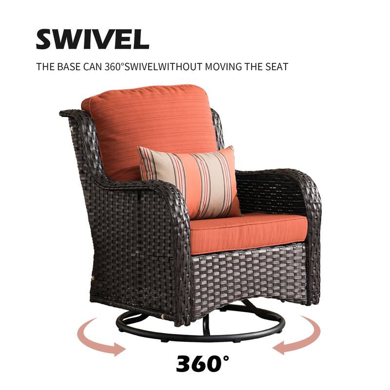 OVIOS 7-piece Patio Swivel Chair Set with 42" Fire Table