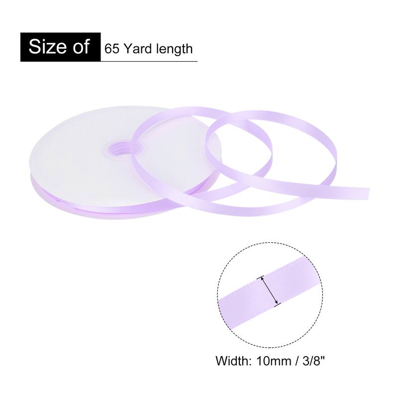 Satin Ribbon Grosgrain Valentine Solid Double Face Wedding Ribbon - Light Purple - 3/8" x 65 Yard
