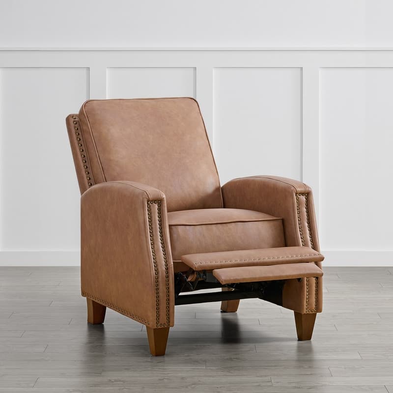 Spruce & Spring Alston Push Back Recliner Chair with Nailhead Trims for Living Room