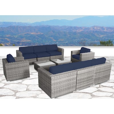 LSI 10 Piece Rattan Sectional Seating Group with Cushions