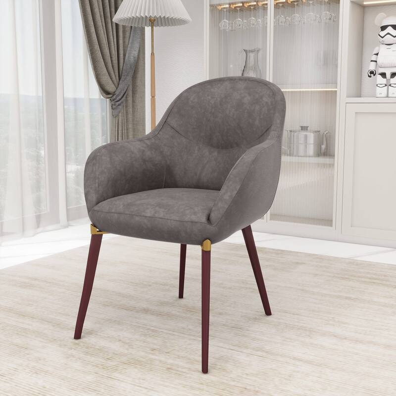 Elias Dining Chair Upholstered in Leather Velvet and Powder Coated Legs Set of 2