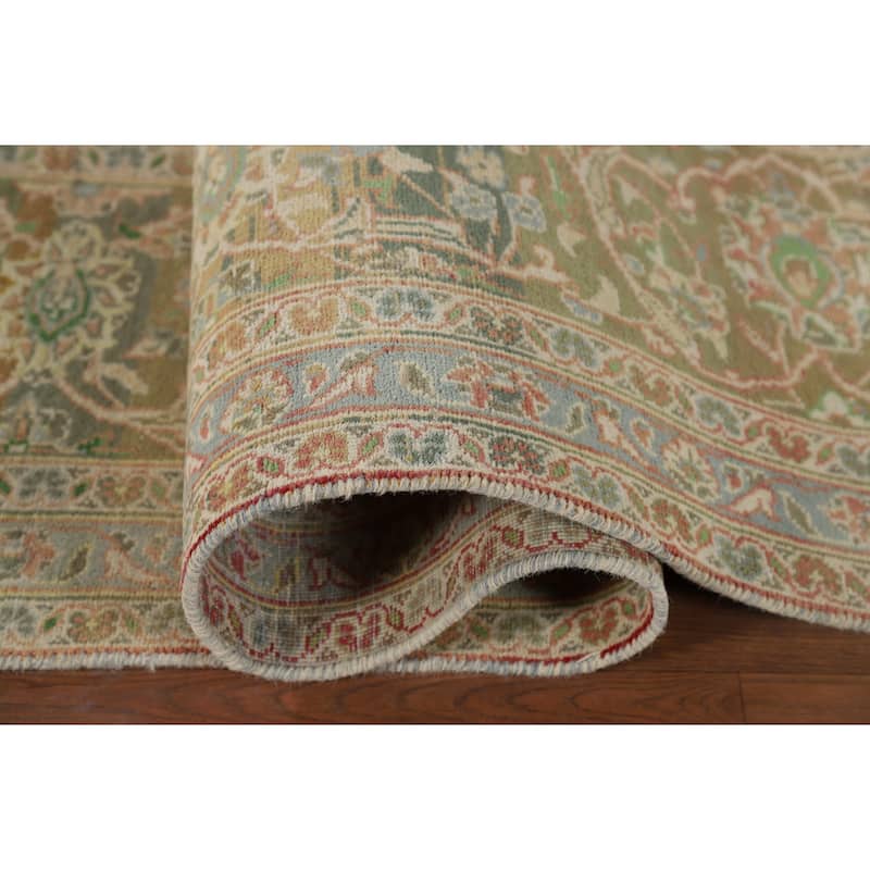 Traditional Kashan Distressed Vintage Persian Rug Handmade Wool Carpet - 9'4" x 13'1"