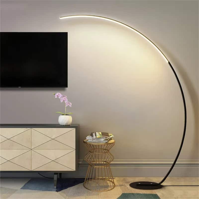 62.99 Inches Metal Arched Floor Lamp - Black
