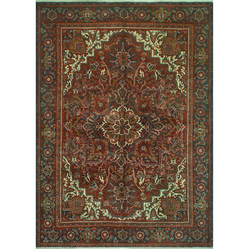 Noori Rug Fine Vintage Heriz Esra Red/Ivory Rug - 6'9" x 9'5"