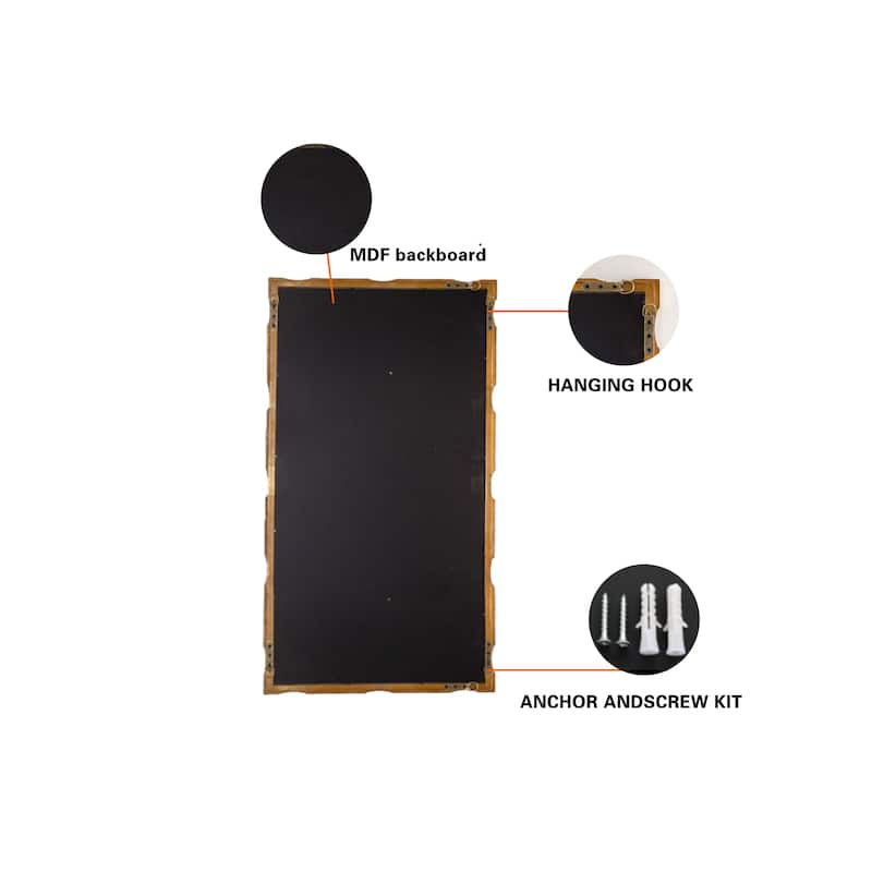 Gold Bamboo-Style Rectangular Wall Mirror - Textured Frame Decor for Living Room, Bedroom, Entryway