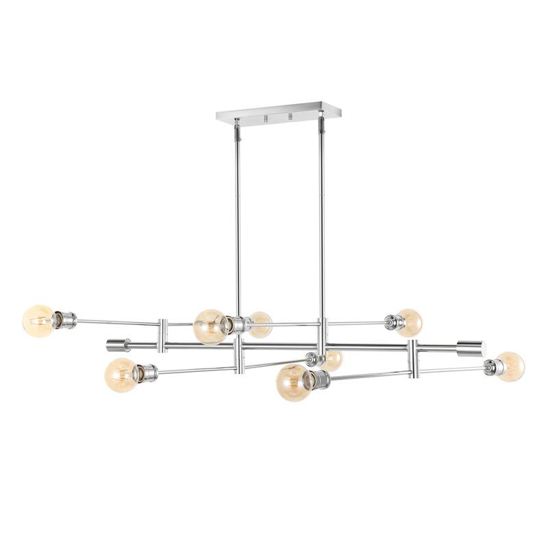 Cato Modern Iron Arm-Adjustable LED Chandelier, Chrome by JONATHAN Y