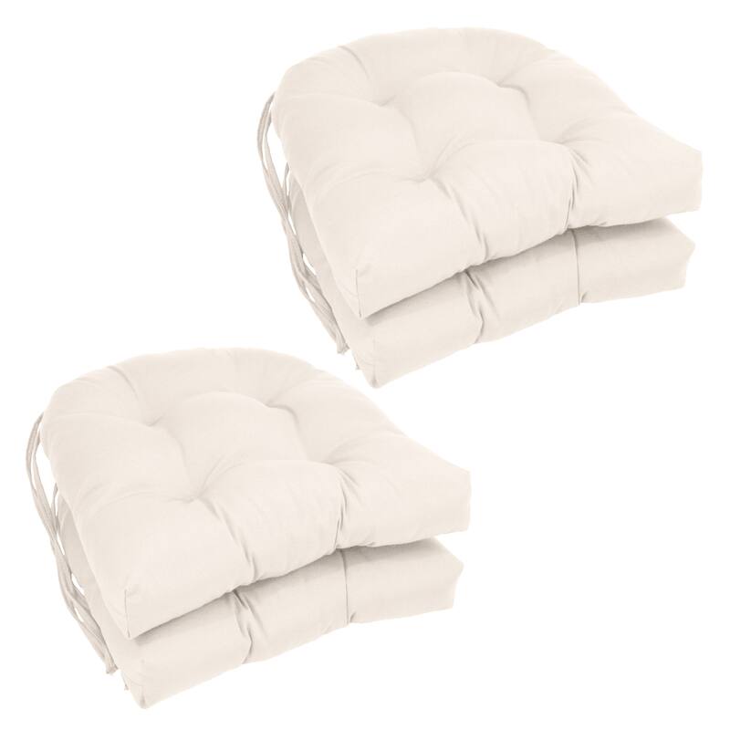 16-inch U-Shaped Indoor Twill Chair Cushions (Set of 2, 4, or 6) - 16" x 16" - Set of 4 - Natural