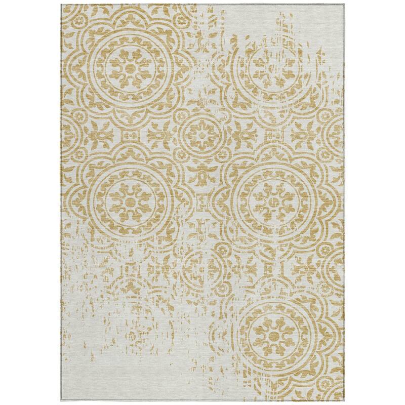 HomeRoots Medallion Transitional Rectangle Outdoor Rug