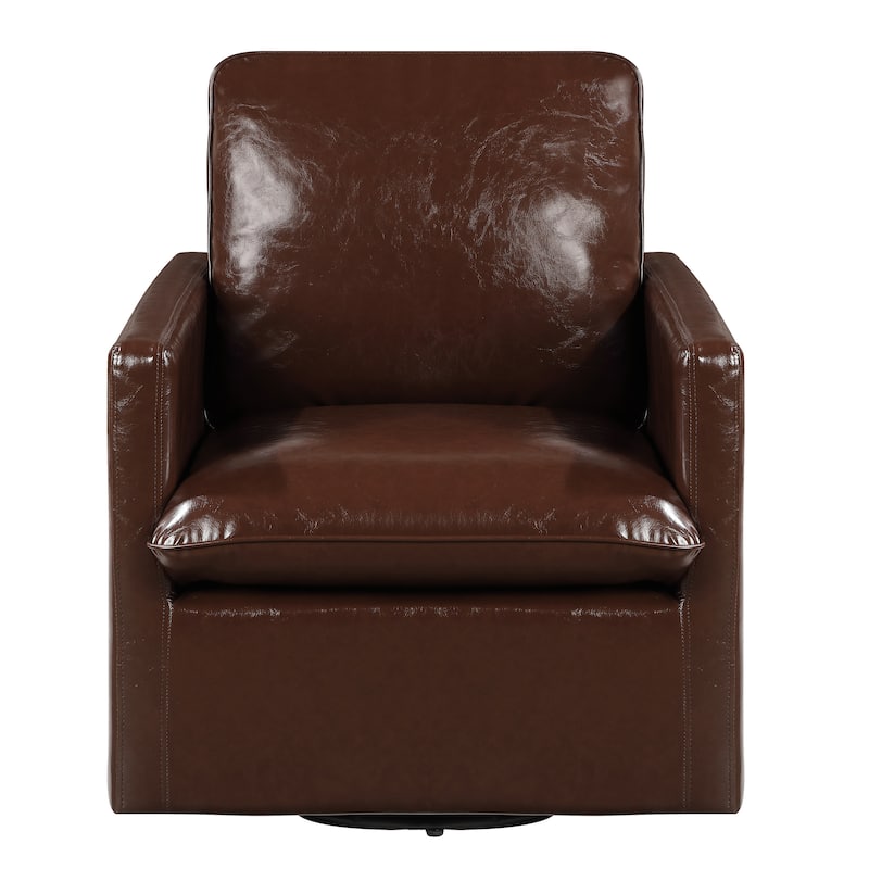 Mellory Transitional Faux Leather Upholstered Swivel Armchair by Furniture of America