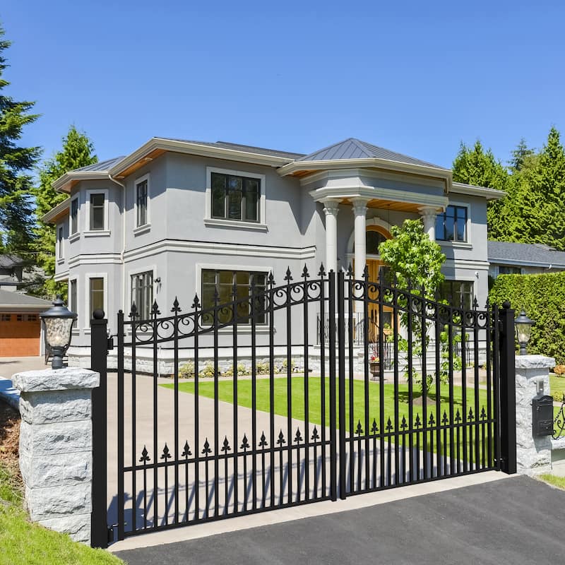 ALEKO Prague Style Galvanized Steel Swing Dual Driveway Gate 12 ft